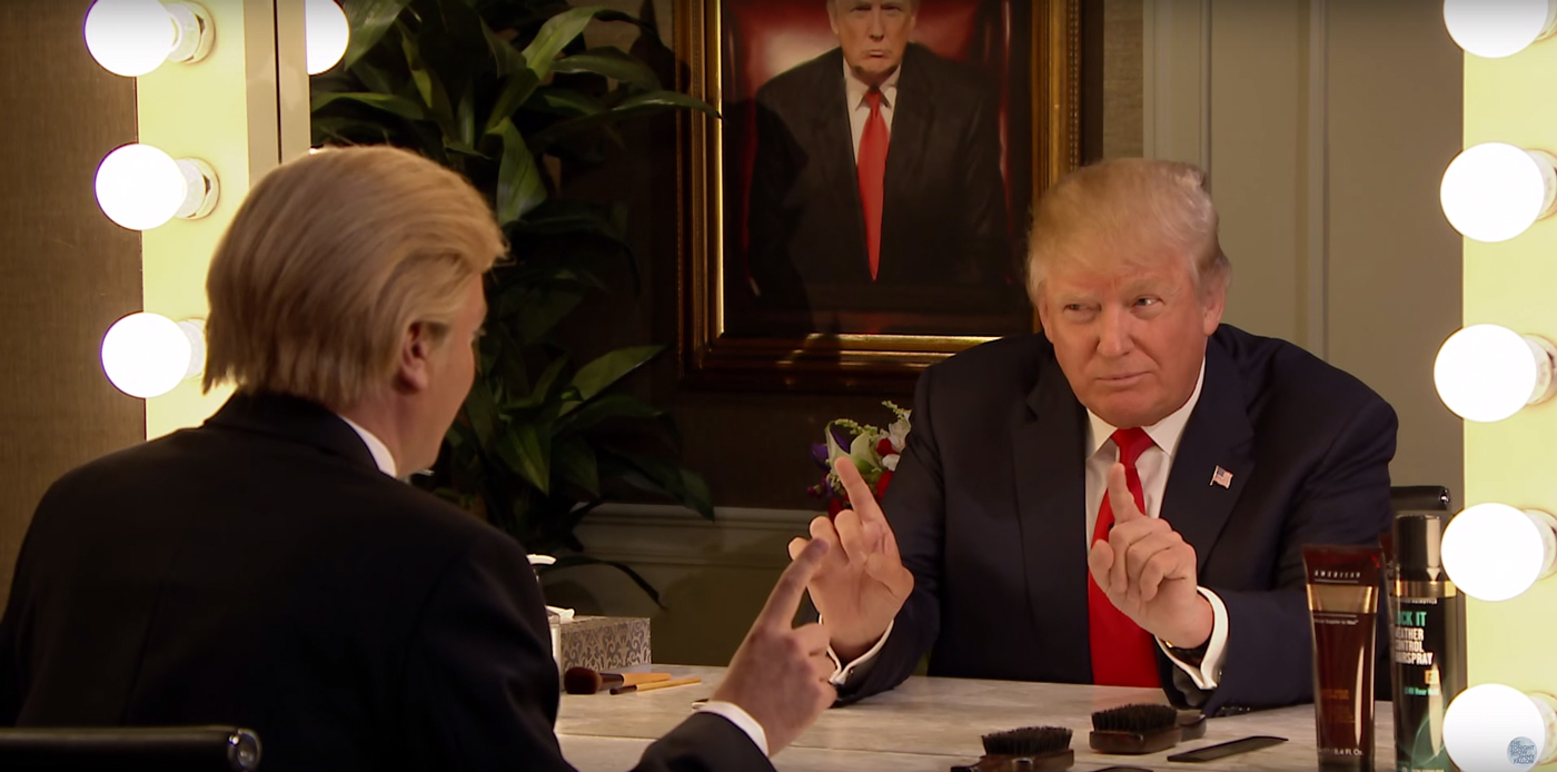 Donald Trump Interviews Himself In the Mirror. Image by: The Tonight Show Starring Jimmy Fallon / YouTube