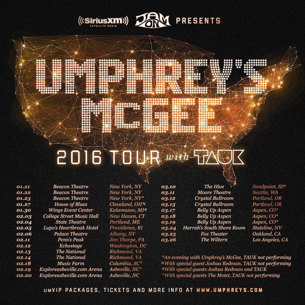 Umphrey's McGee 2016 winter tour dates.