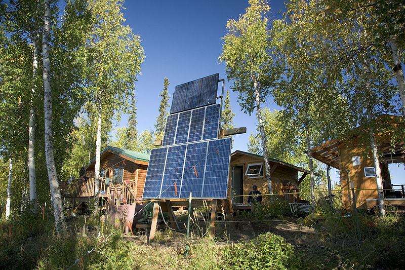 Kanuti Lake Camp Solar power system. Photo by: Steve Hillebrand, USFWS, US Dept. of Interior / Wikimedia Commons