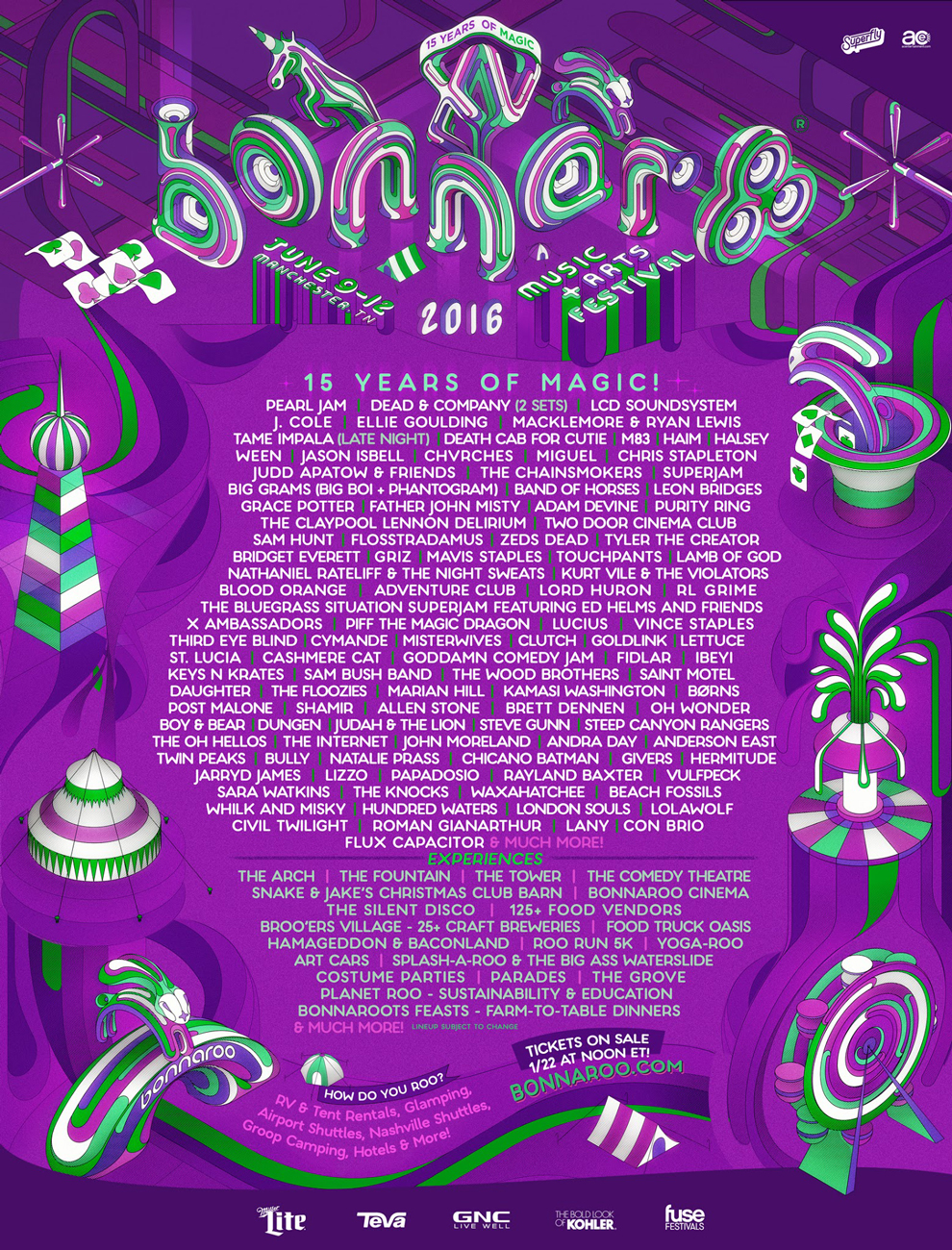 Bonnaroo Music & Arts Festival 2016 lineup. Photo by: Bonnaroo Music Festival