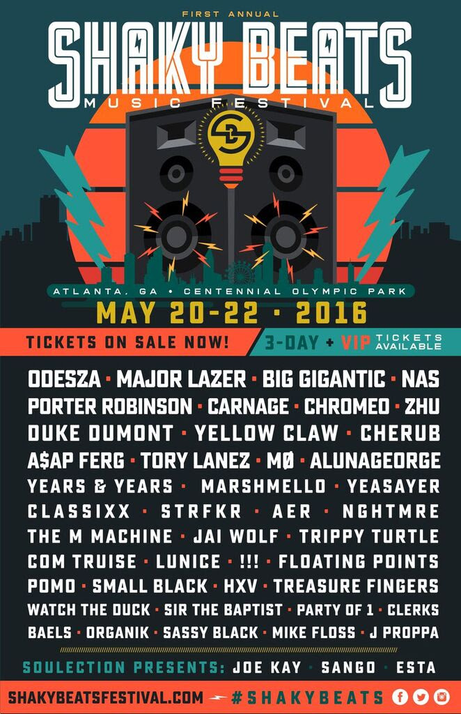 Shaky Beats Music Festival 2016 lineup. Photo provided.