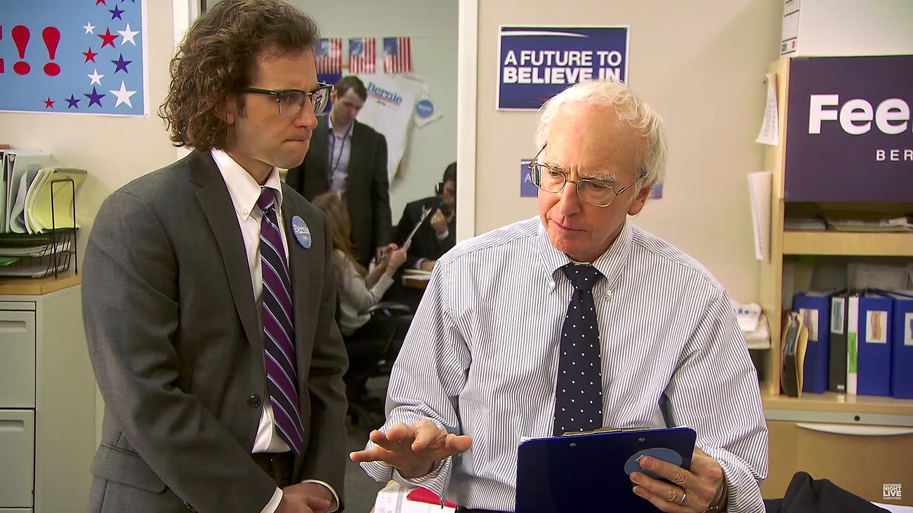 Larry David as Bernie Sanders. Photo by: Saturday Night Live / YouTube