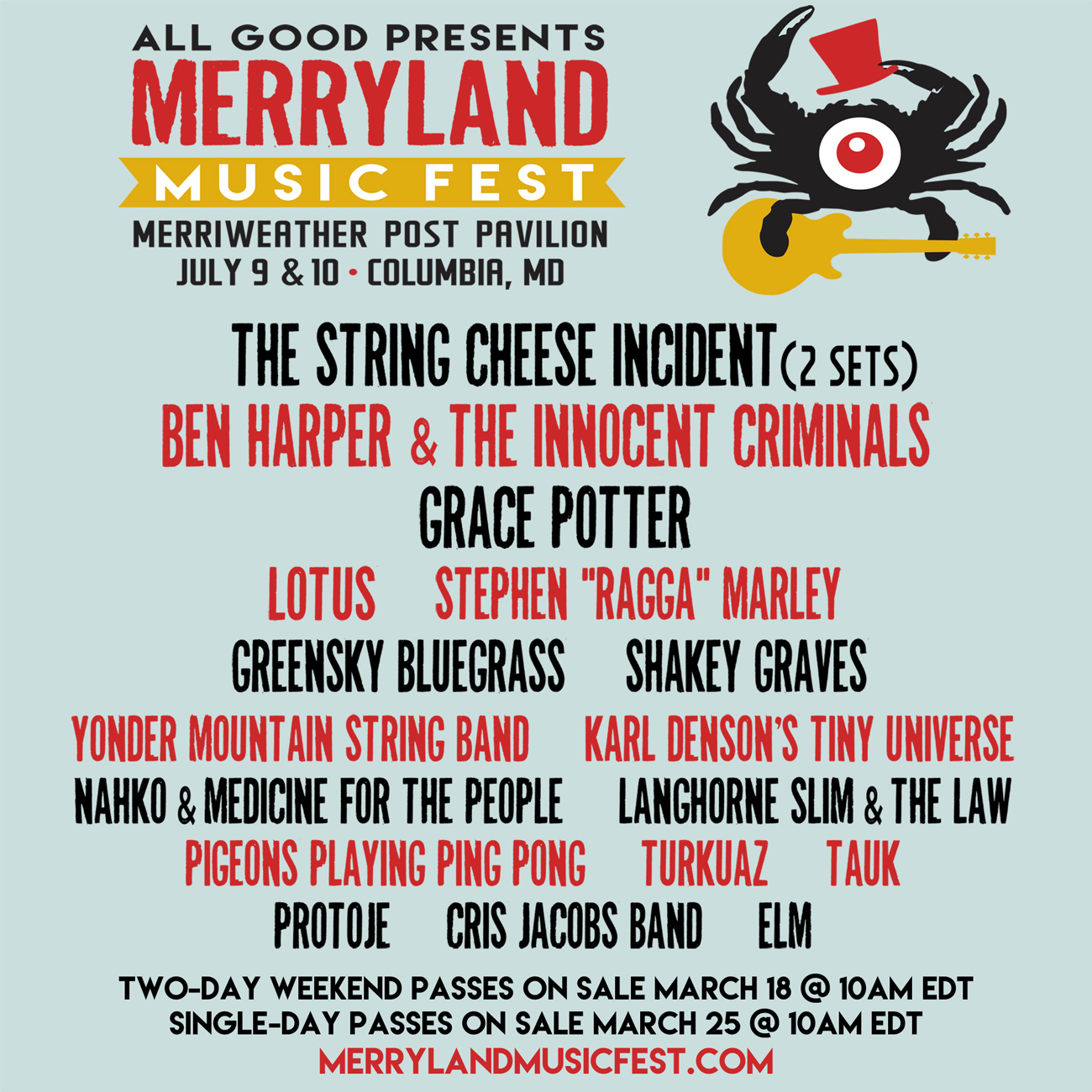 Merryland Music Fest 2016 lineup. Photo provided.