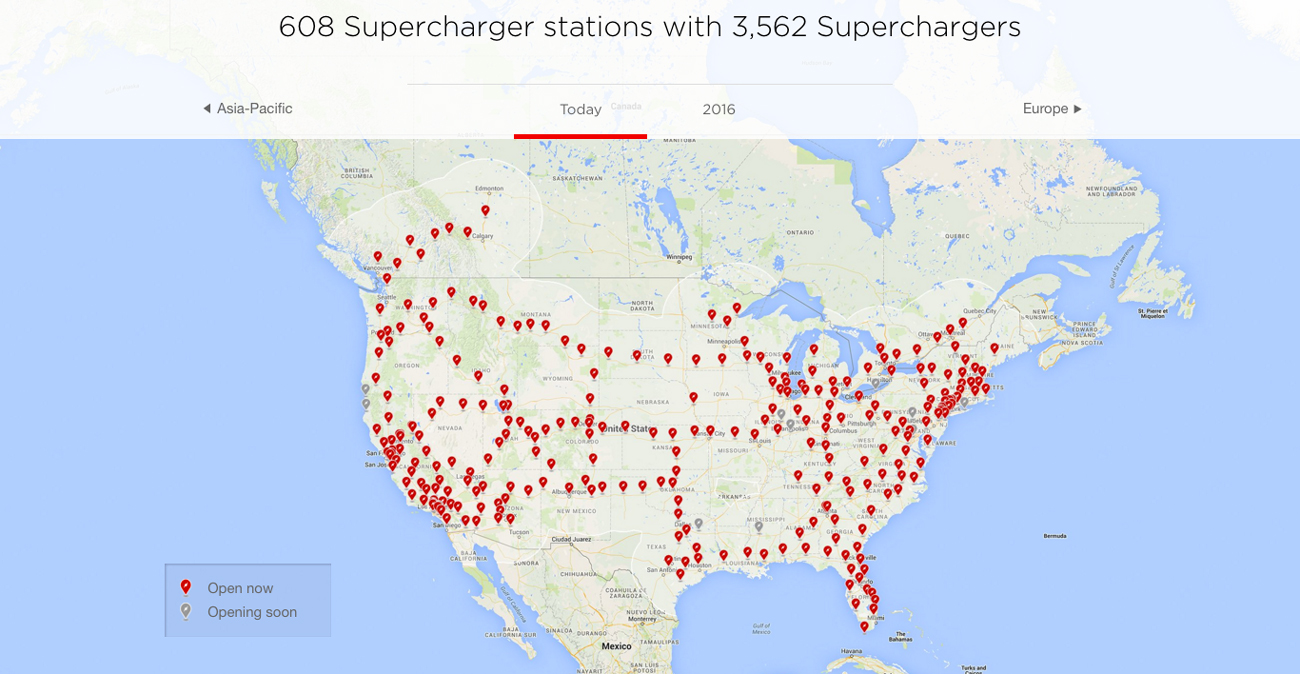 Tesla Motors fueling stations for the Model X and other Tesla vehicles. Photo by: Tesla Motors