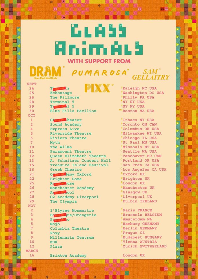 Glass Animals 2016 tour dates. Photo by: Glass Animals
