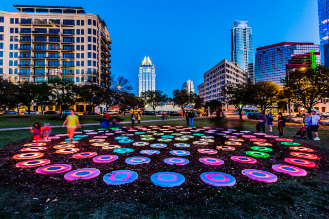 The Pool by artist Jen Lewin featured at SXSW Interactive 2013. Photo by: Aaron Rogosin/Wikimedia Commons The Pool by artist Jen Lewin featured at SXSW Interactive 2013. Photo by: Aaron Rogosin/Wikimedia Commons