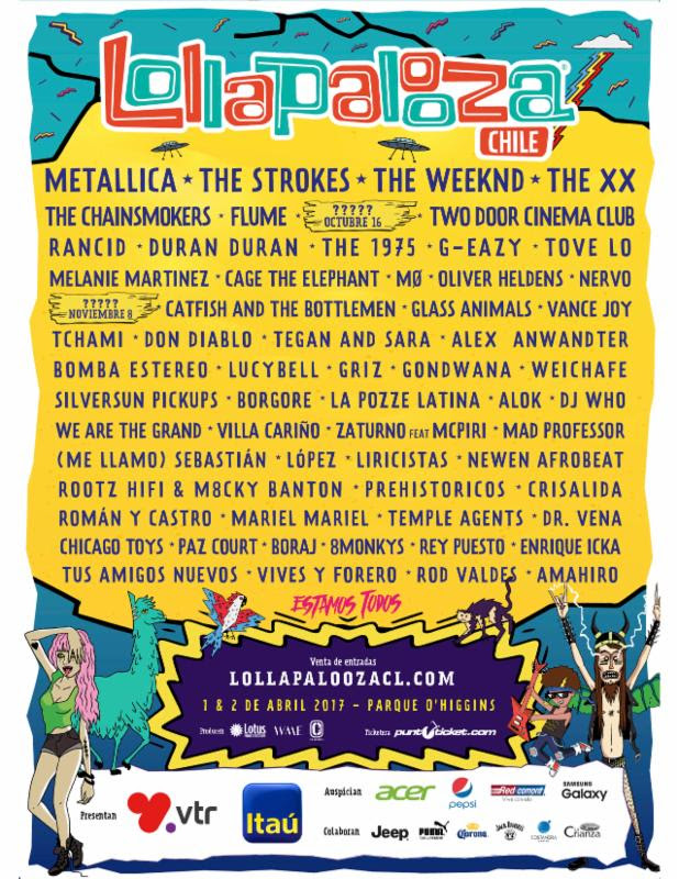 Lollapalooza Chile 2016 lineup. Photo provided.