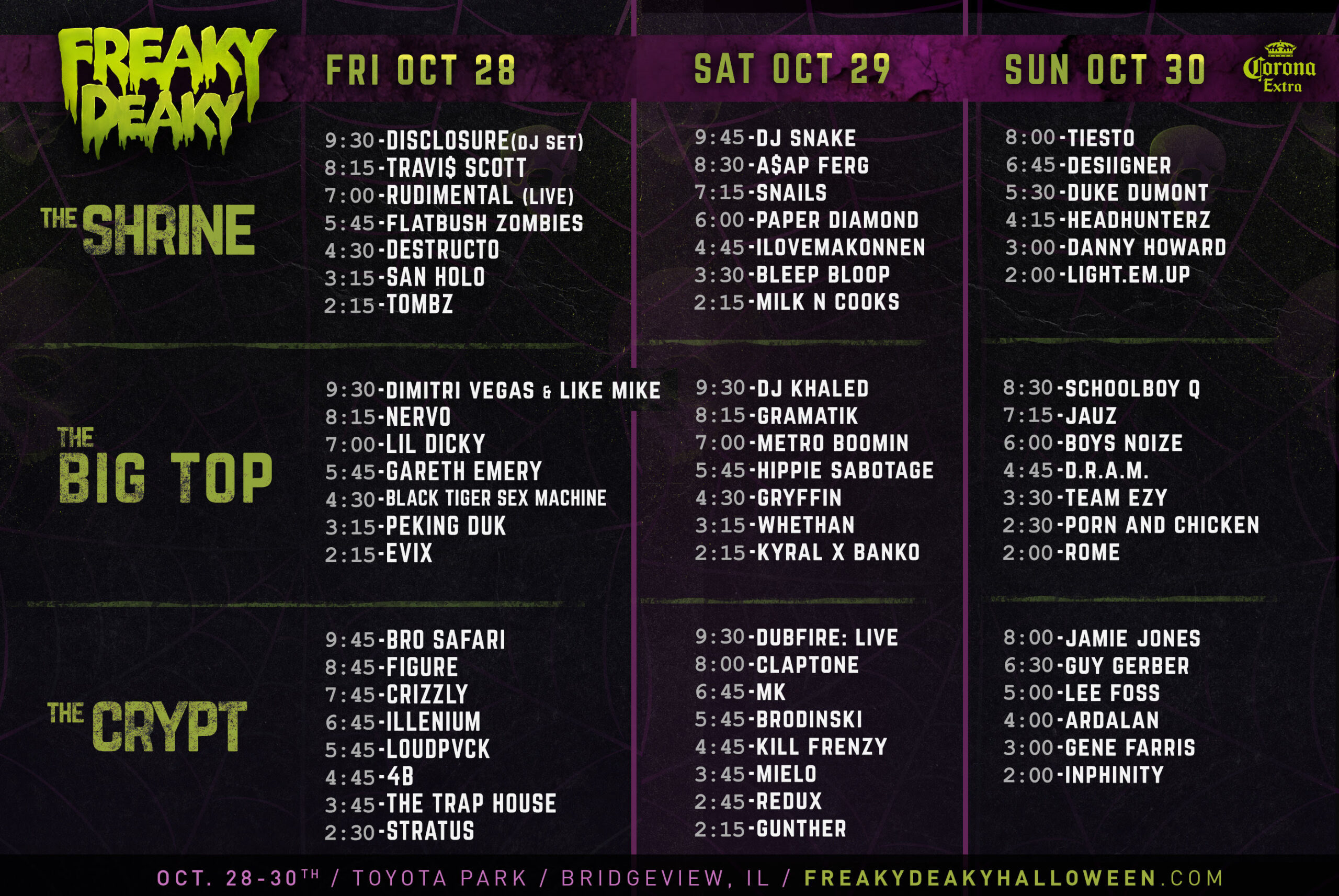 Freaky Deaky 2016 schedule. Photo by: Freaky Deaky