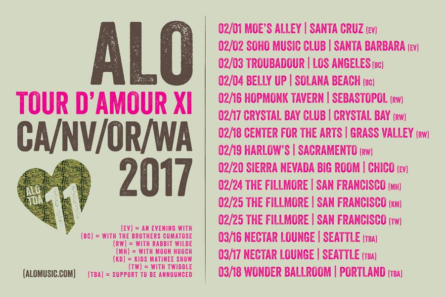 ALO TOUR D'AMOUR 2017 tour dates. Photo by: ALO