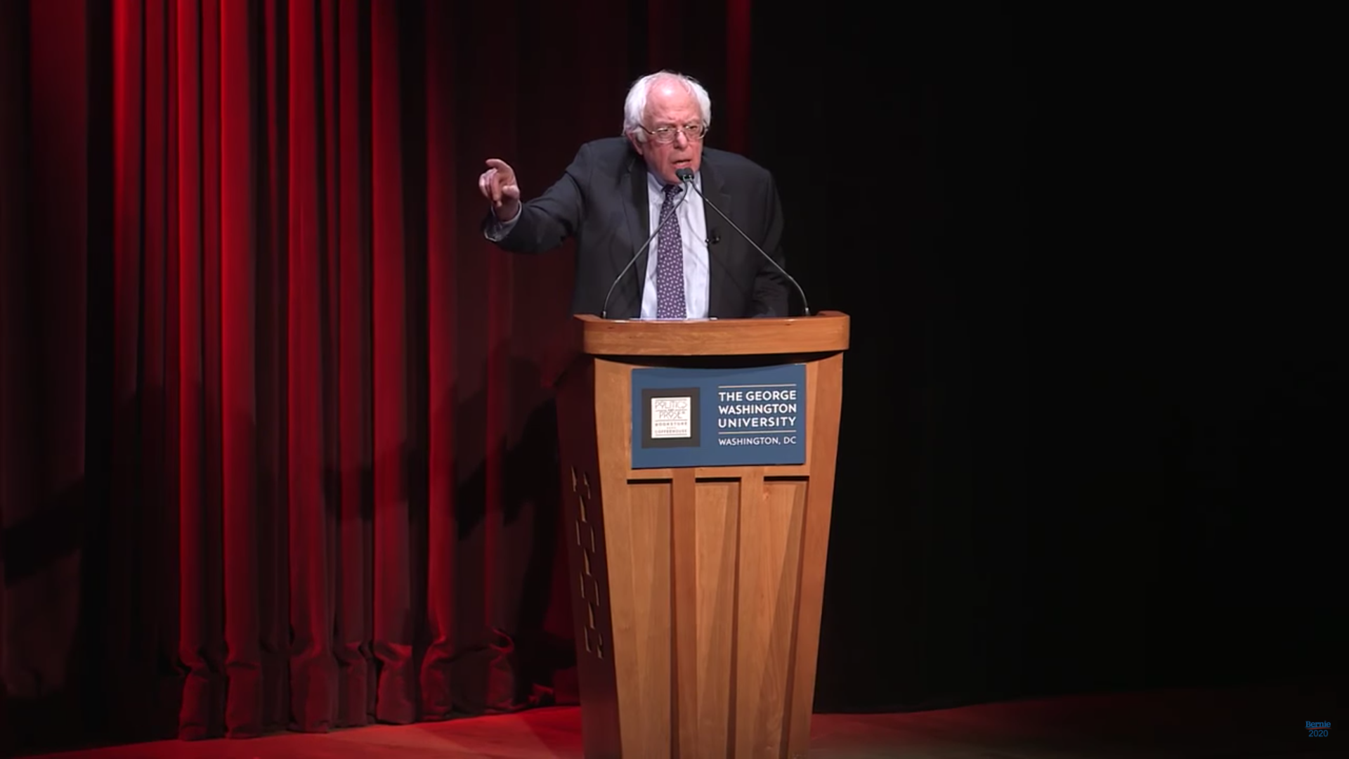 Bernie Sanders at George Washington University. Photo by: Bernie Sanders 2020 As An Independent / YouTube