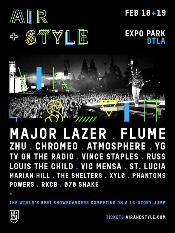 Air + Style 2017 lineup featuring Major Lazer and Flume. Photo provided.