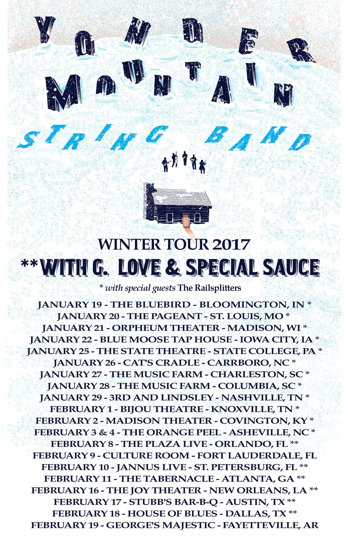 Yonder Mountain String Band Winter 2017 tour dates. Photo by: Yonder Mountain String Band