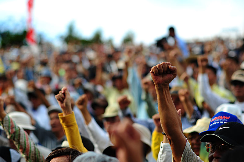 Protestors standing up for their rights. Photo by: Kadena-Cho / Wikimedia Commons