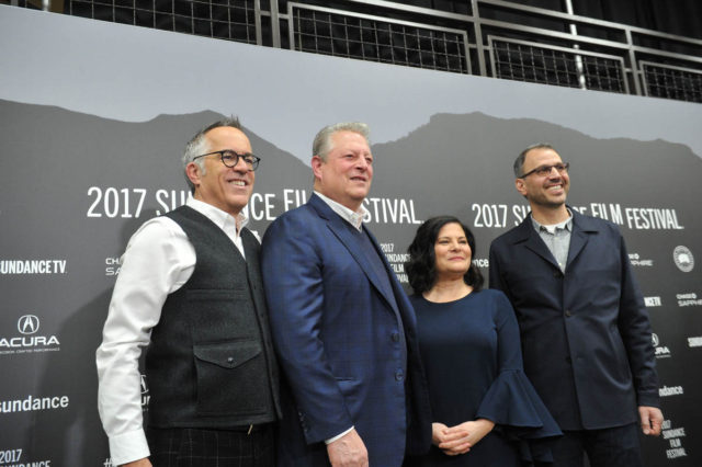 Festival Director John Cooper, Former Vice President Al Gore, Director Bonni Cohen and Director Jon Shenk attend the World Premiere of An Inconvenient Sequel: Truth to Power by Bonni Shenk and John Shenk, an official selection of the Documentary Premieres program at the 2017 Sundance Film Festival. © 2017 Sundance Institute | photo by Stephen Speckman. Festival Director John Cooper, Former Vice President Al Gore, Director Bonni Cohen and Director Jon Shenk attend the World Premiere of An Inconvenient Sequel: Truth to Power by Bonni Shenk and John Shenk, an official selection of the Documentary Premieres program at the 2017 Sundance Film Festival. © 2017 Sundance Institute | photo by Stephen Speckman.