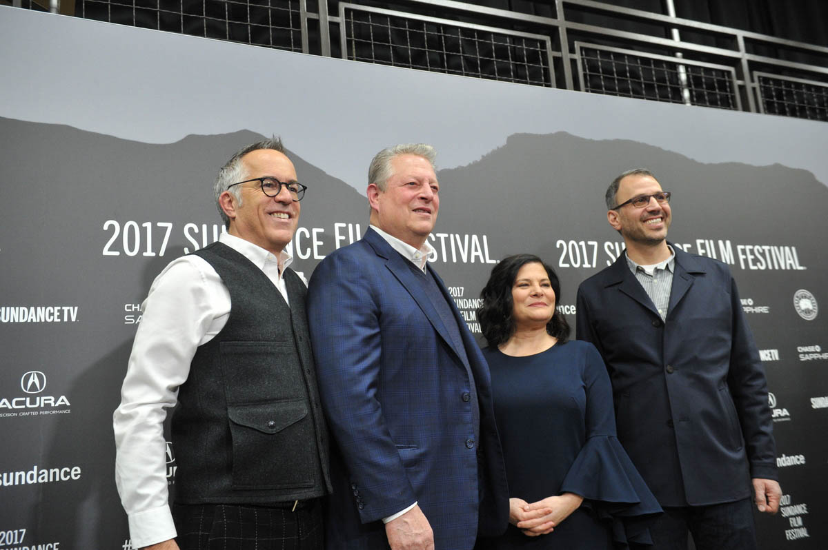 Festival Director John Cooper, Former Vice President Al Gore, Director Bonni Cohen and Director Jon Shenk attend the World Premiere of An Inconvenient Sequel: Truth to Power by Bonni Shenk and John Shenk, an official selection of the Documentary Premieres program at the 2017 Sundance Film Festival. © 2017 Sundance Institute | photo by Stephen Speckman.