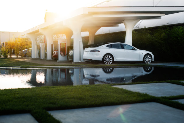 Tesla Motors electric car charing station, also known as a Supercharger. Photo by: Tesla Motors / Alexis Georgeson Tesla Motors electric car charing station, also known as a Supercharger. Photo by: Tesla Motors / Alexis Georgeson