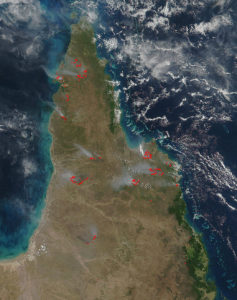 Aerial shot of Australia forest fires. Photo by: NASA image courtesy Jeff Schmaltz LANCE/EOSDIS MODIS Rapid Response Team, GSFC.
