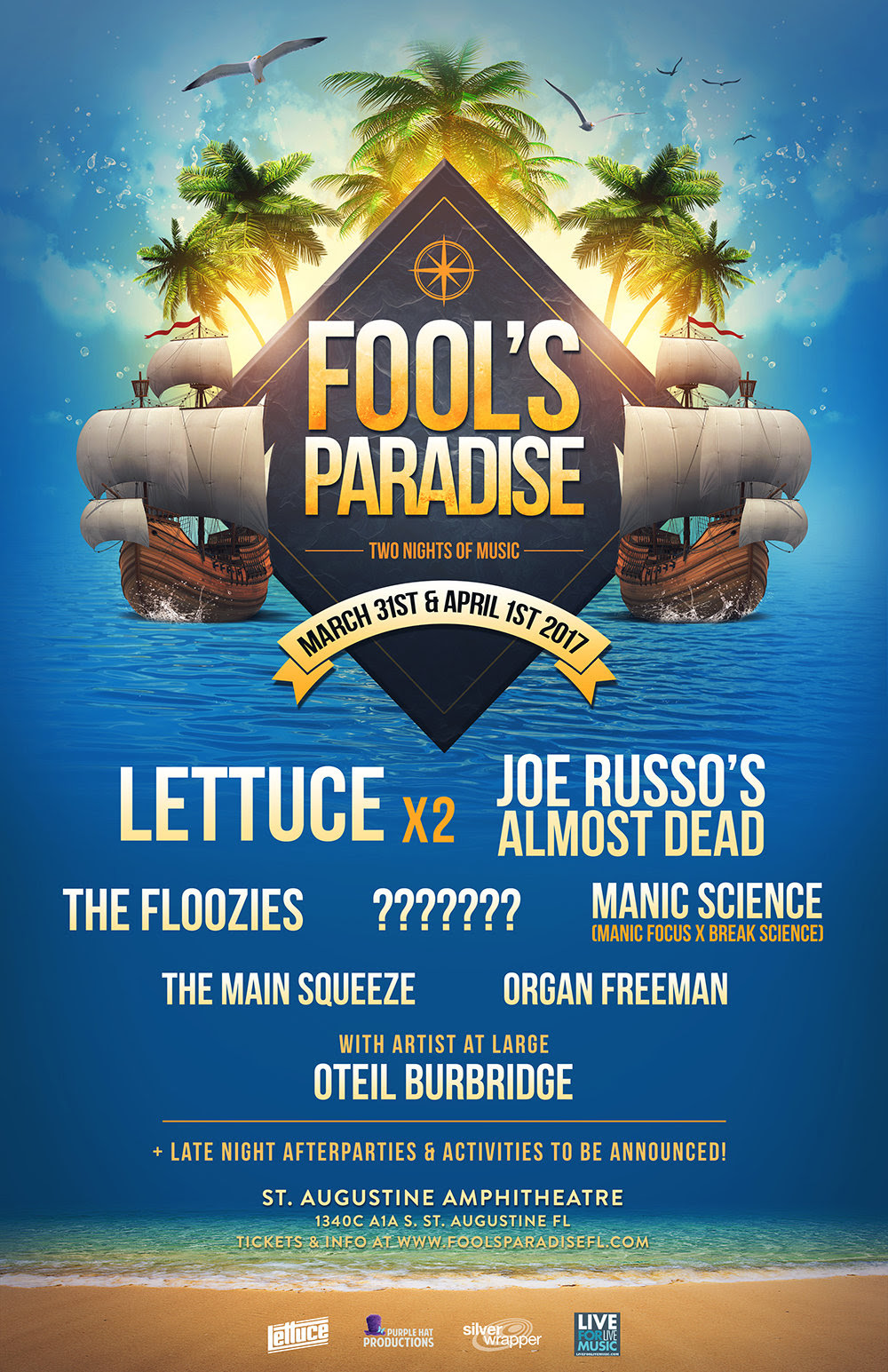 Fool's Paradise 2017 lineup. The music event will take place in St. Augustine, Florida. Photo provided.