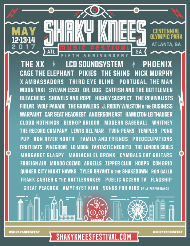 Shaky Knees Music Festival 2017 lineup. Photo provided.