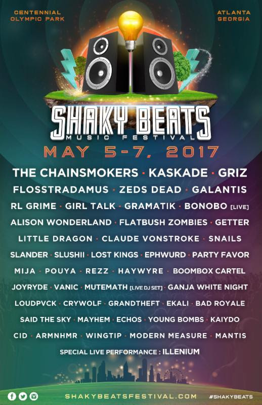 Shaky Beats Music Festival 2017 lineup. Photo provided.