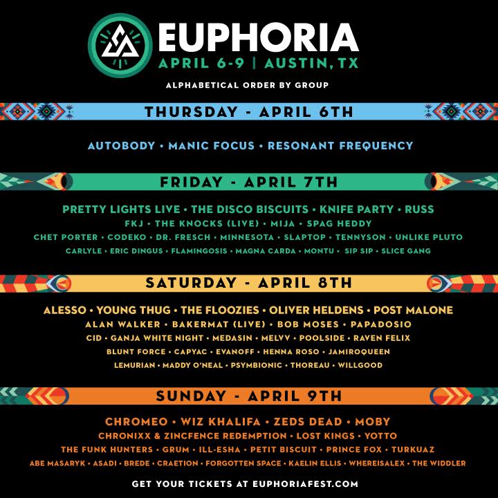 Euphoria Music Festival daily lineups. Photo by Euphoria Music Festival