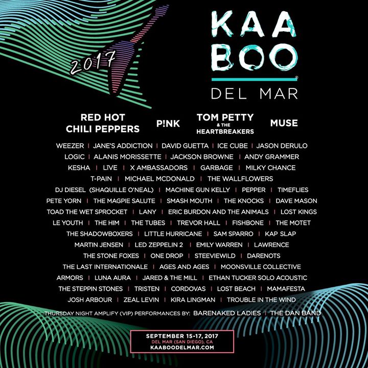 KAABOO Del Mar Music Festival 2017 lineup featuring Tom Petty, Muse, Pink and more. Photo by: KAABOO Del Mar Music Festival / Twitter