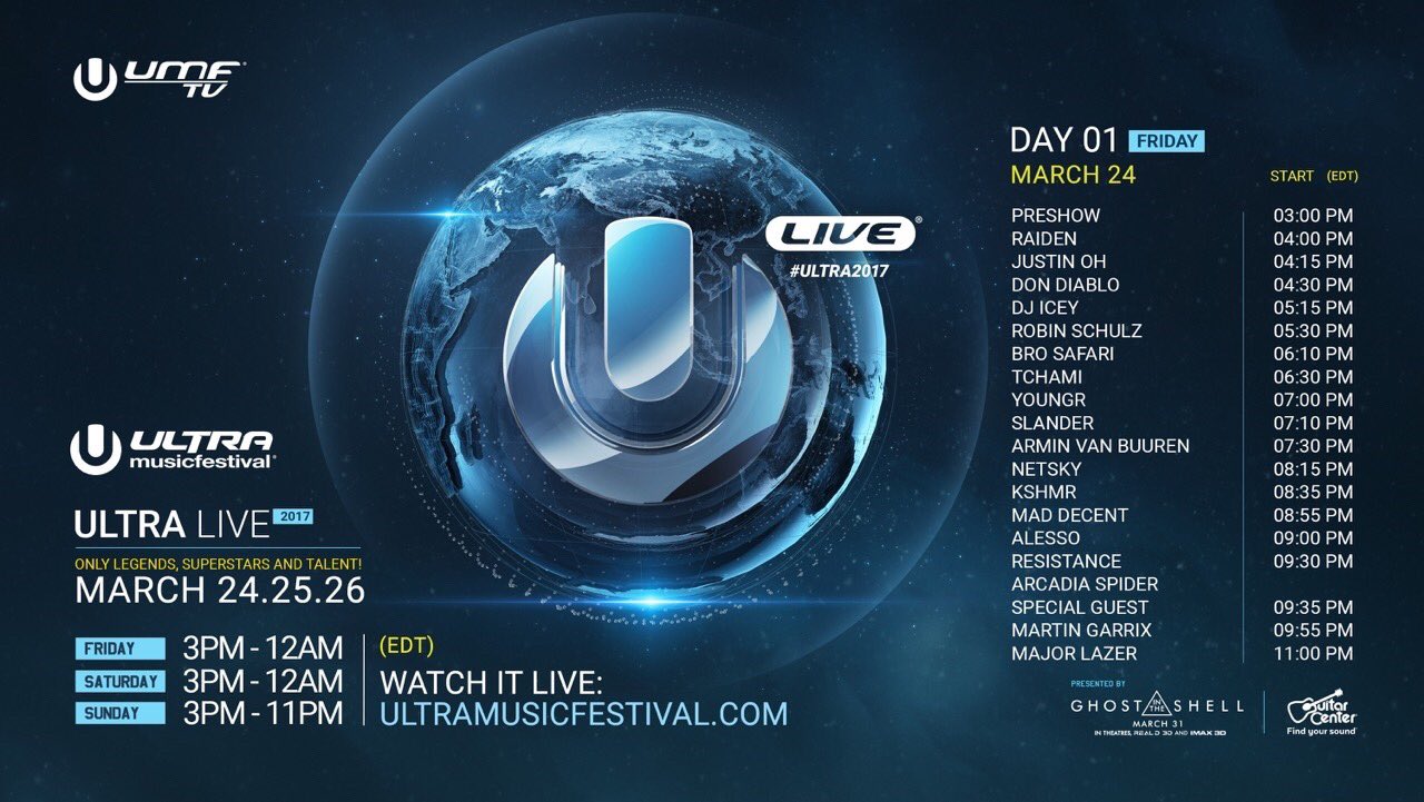 Ultra Music Festival 2017 day 1 schedule. Photo by: Ultra Music Festival / Twitter