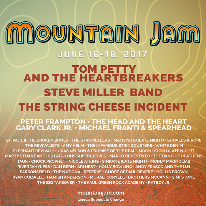 Mountain Jam 2017 lineup. Photo provided.