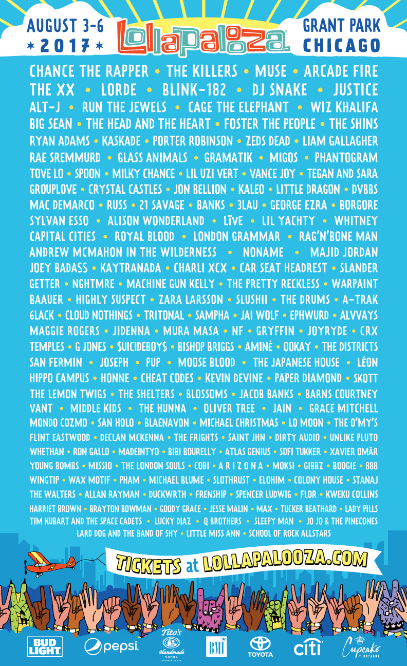 Lollapalooza 2017 lineup. Photo provided.