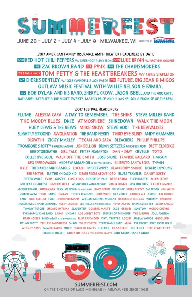 Tom Petty and the Heartbreakers and +800 live acts performing live at Summerfest 2017. Photo by: Summerfest / Twitter Tom Petty and the Heartbreakers and +800 live acts performing live at Summerfest 2017. Photo by: Summerfest / Twitter