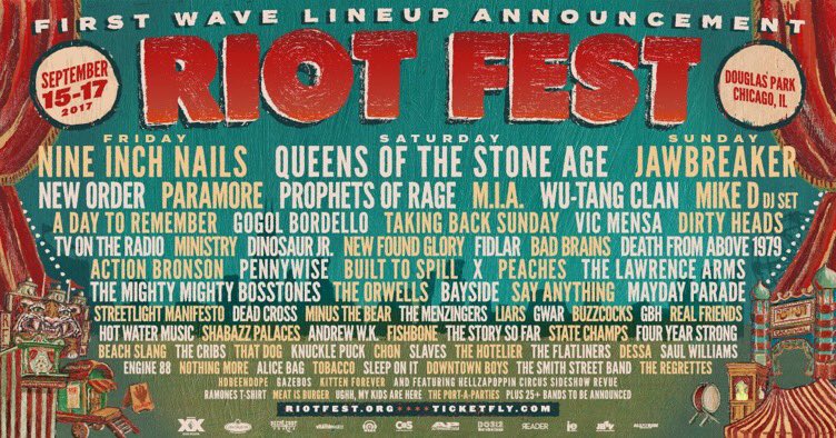 Riot Fest 2017 lineup. Photo by: Riot Fest / Twitter