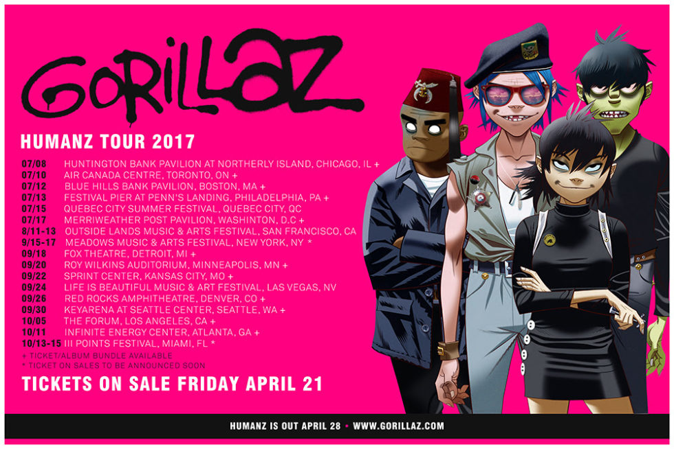Gorillaz 2017 tour dates. Photo by: Gorillaz