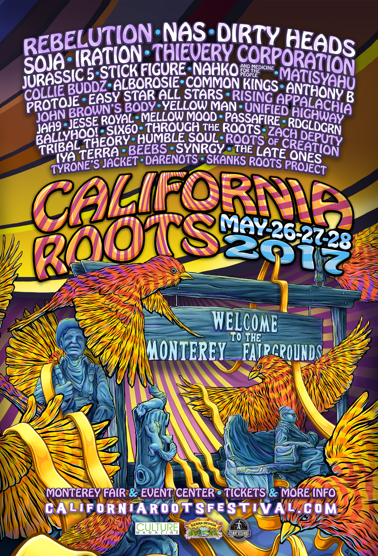 California Roots Music & Arts Festival lineup poster. Photo by: California Roots Music & Arts Festival