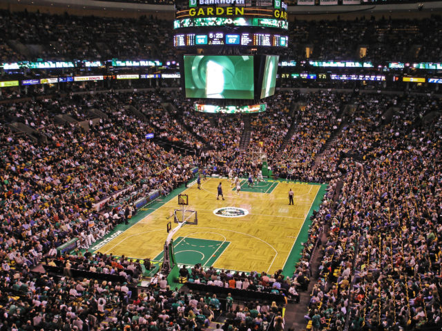 A Boston Celtics home game at the TD Garden. Photo by: Ktr101. Link at: https://goo.gl/llqfmq. Photo taken on February, 1 2009 A Boston Celtics home game at the TD Garden. Photo by: Ktr101. Link at: https://goo.gl/llqfmq. Photo taken on February, 1 2009
