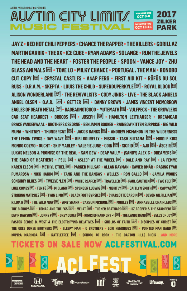 ACL Festival 2017 lineup. Photo provided by: ACL Fest