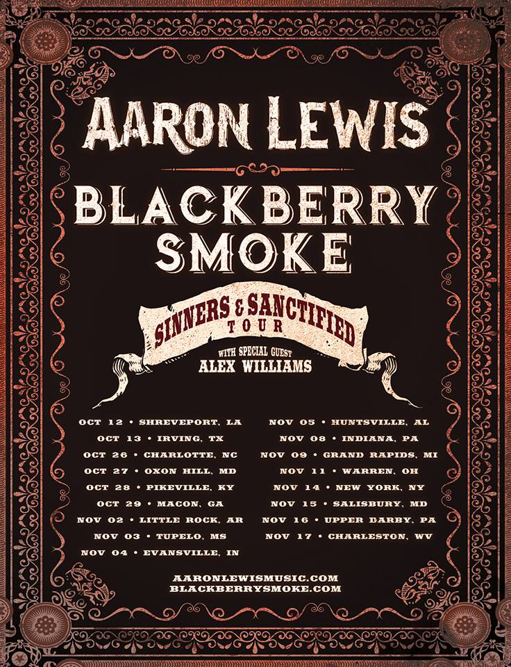 Aaron Lewis and Blackberry Smoke 2017 co-headlining tour dates. Photo provided.