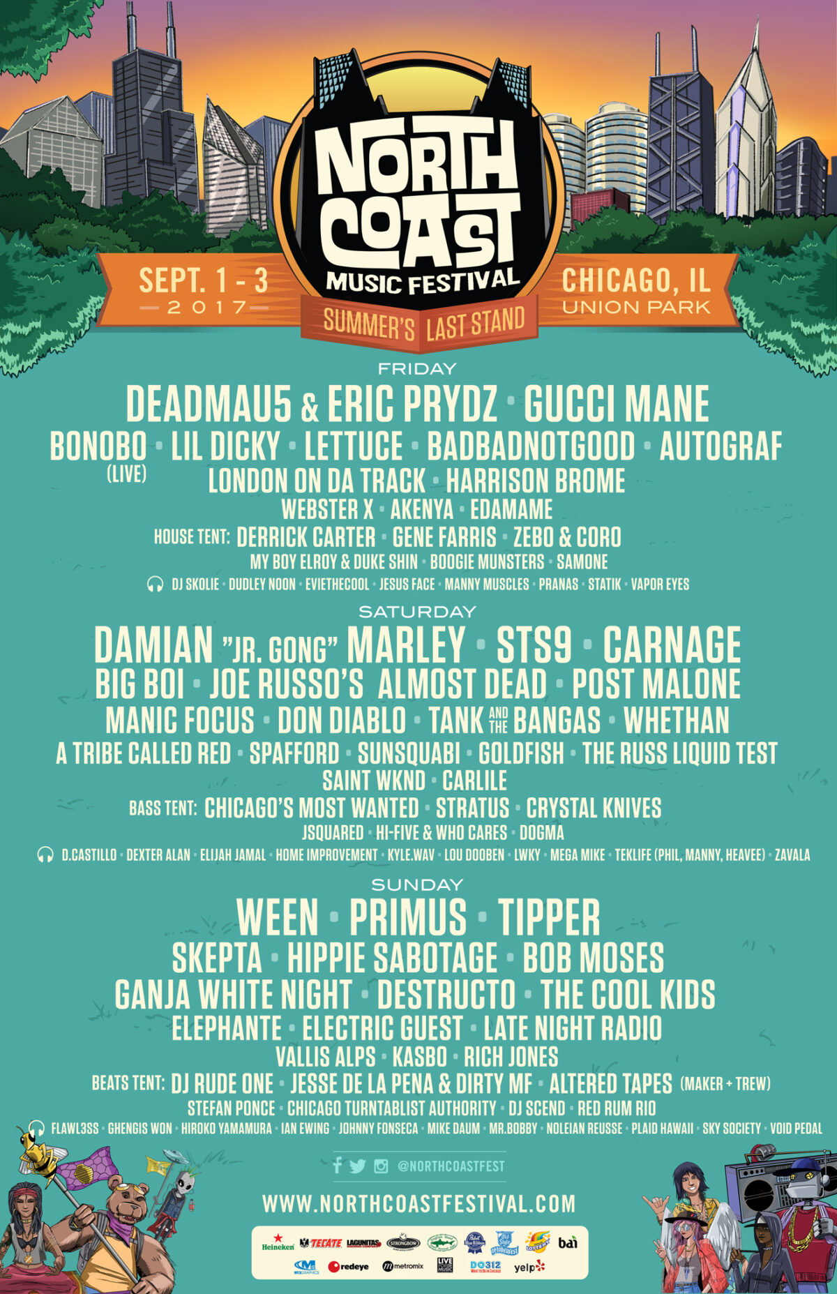 North Coast Music Festival 2017 Late Night acts Host Gucci Mane, EOTO