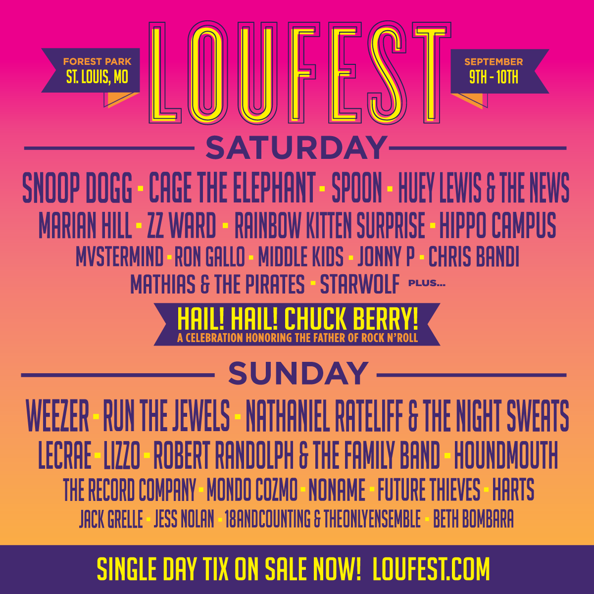 LouFest Music Festival daily schedule. Photo by: LouFest Music Festival