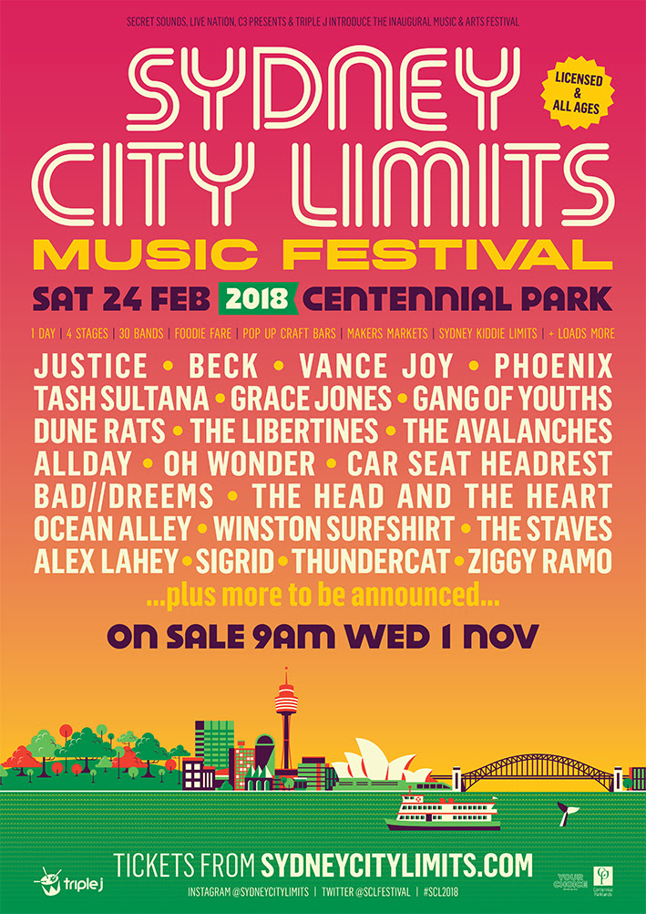 Sydney City Limits Music Festival 2018 lineup. Photo provided.