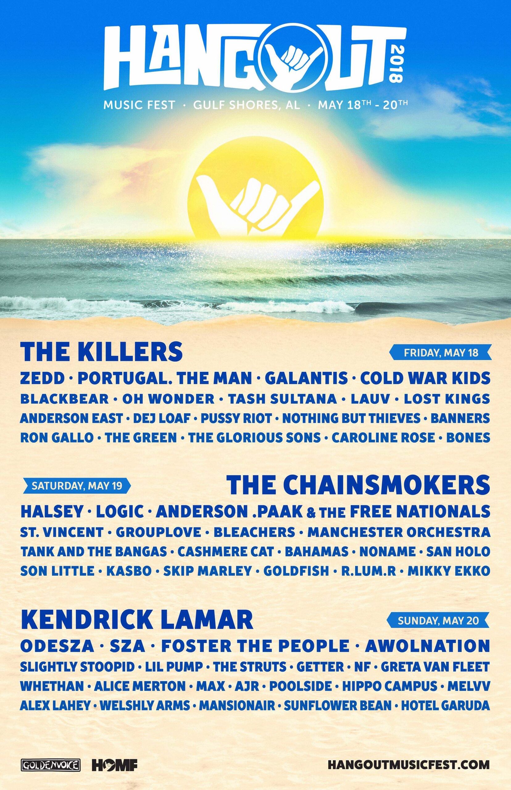 Hangout Music Festival 2018 lineup. Photo provided.