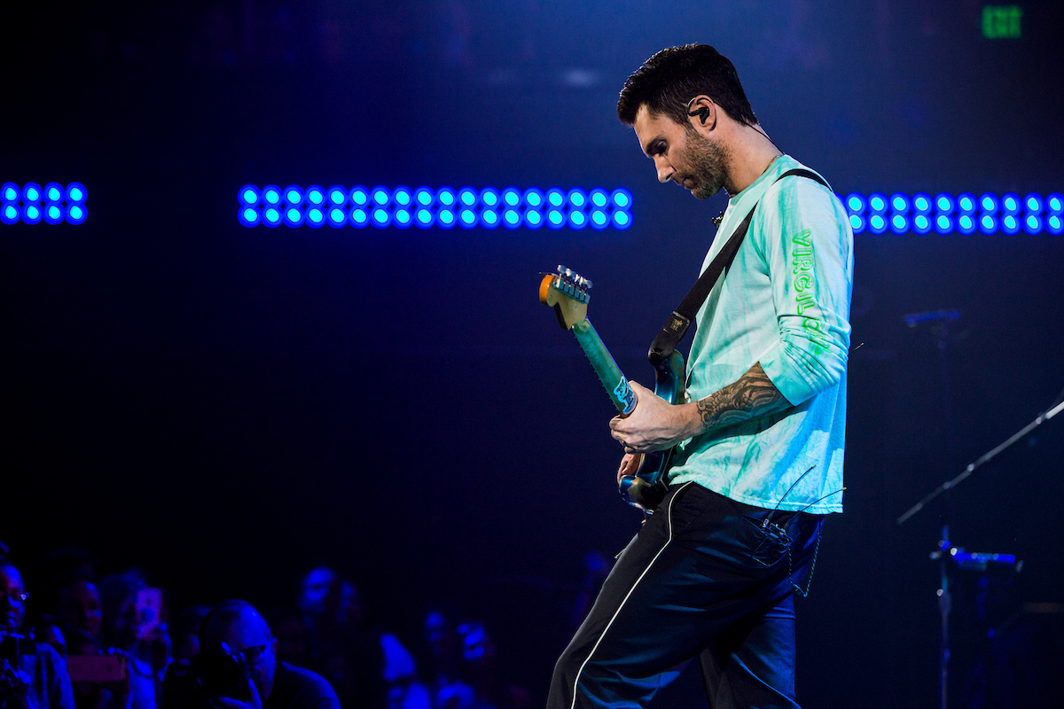 Maroon 5 performing at an album release party in Los Angeles. Photo by: Wes and Alex for iHeartRadio.