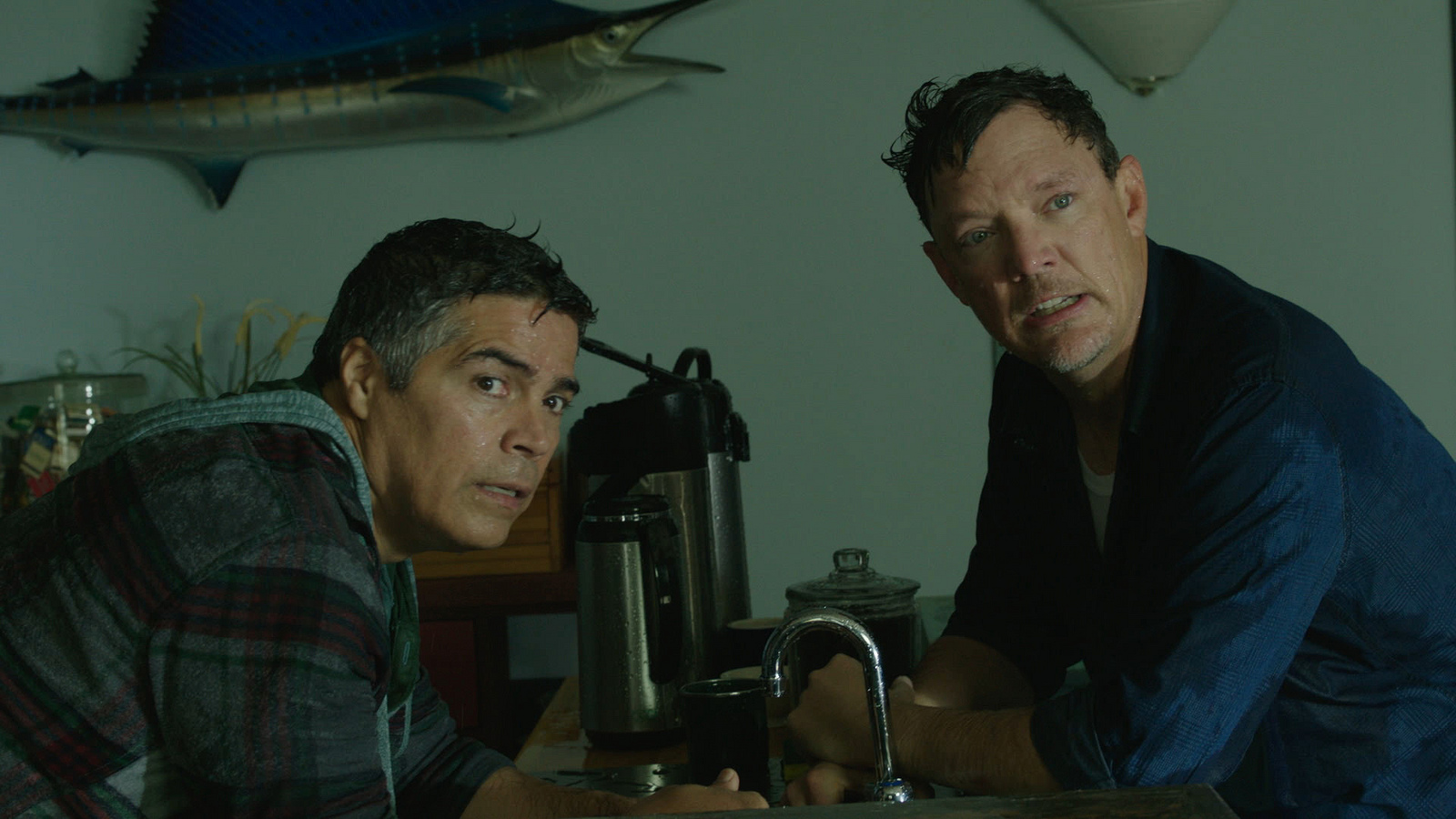 Esai Morales and Matthew Lillard appear in Halfway There by Rick Rosenthal, an official selection of the Indie Episodic program at the 2018 Sundance Film Festival. Courtesy of Sundance Institute | photo by Noah M Rosenthal.