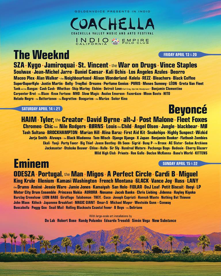 Coachella 2018 lineup. Photo by: Coachella