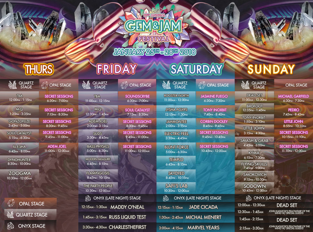 Gem and Jam Festival 2018 schedule. Photo provided.