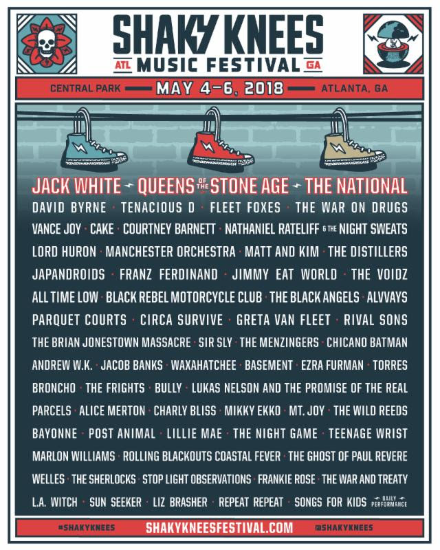 Shaky Knees Music Festival lineup. Photo provided.