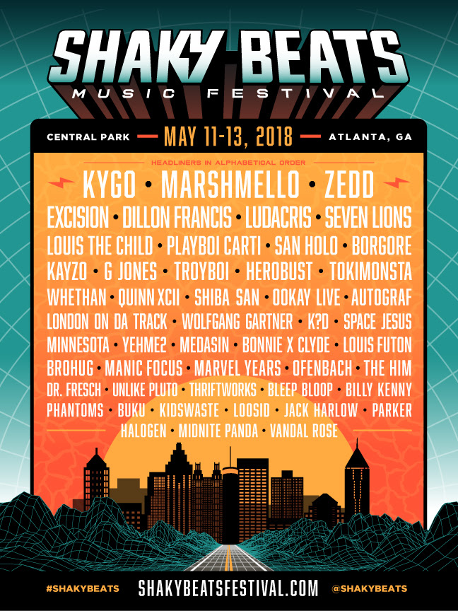 Shaky Beats Music Festival 2018 lineup. Photo provided.