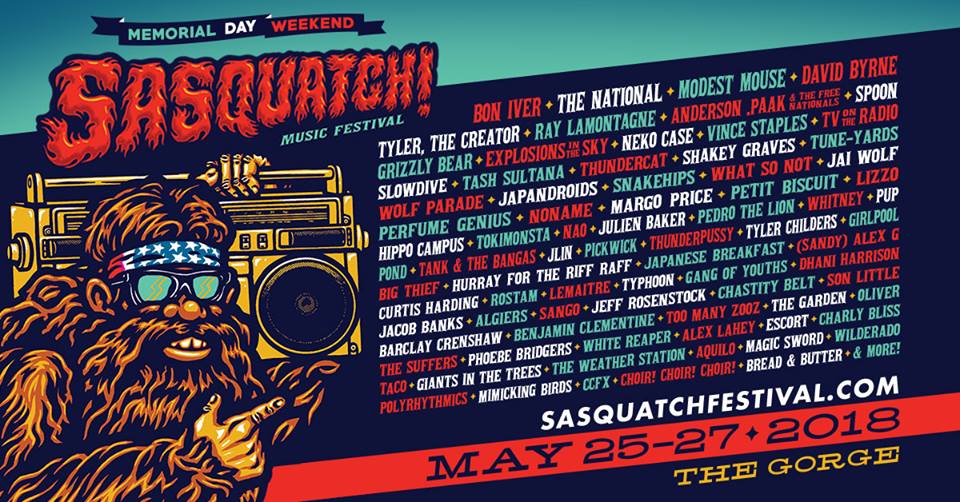 SASQUATCH Music Festival 2018 lineup. Photo by: SASQUATCH! Music Festival
