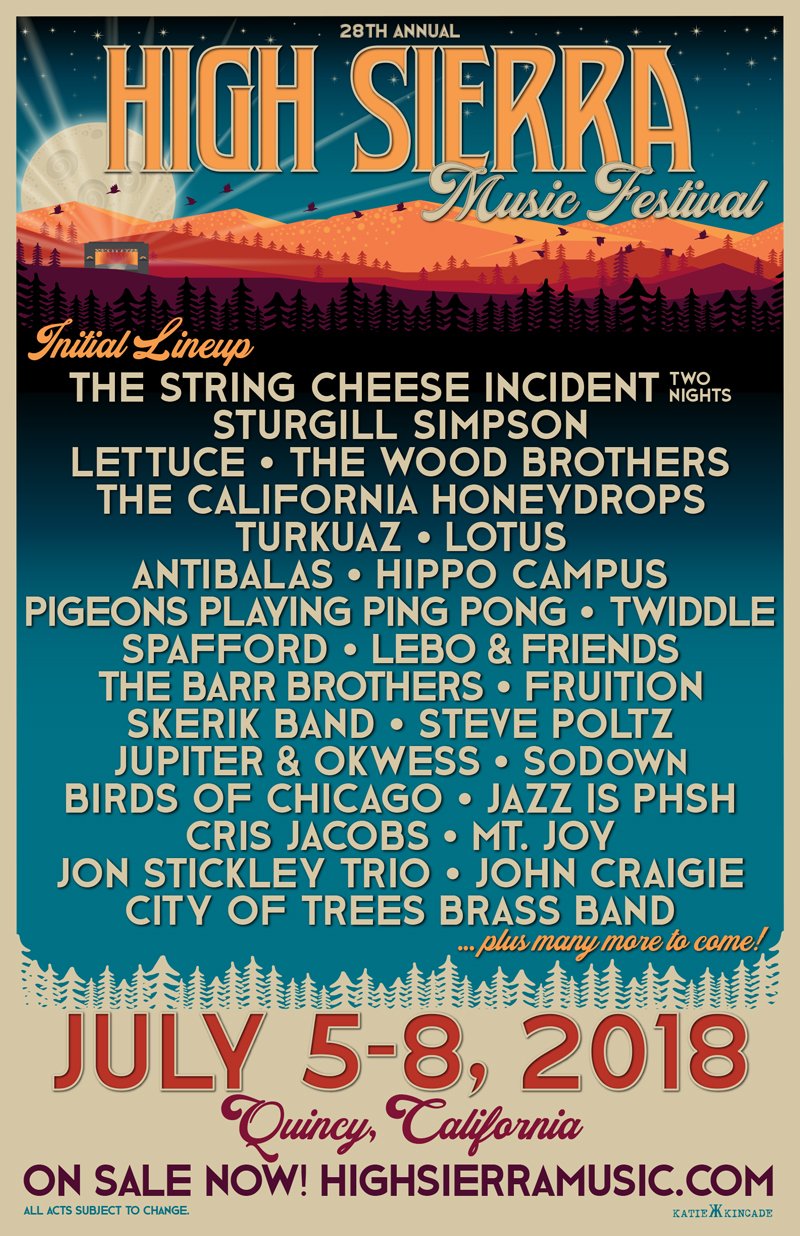 High Sierra Music Festival 2018 initial lineup. Photo by: High Sierra Music Festival