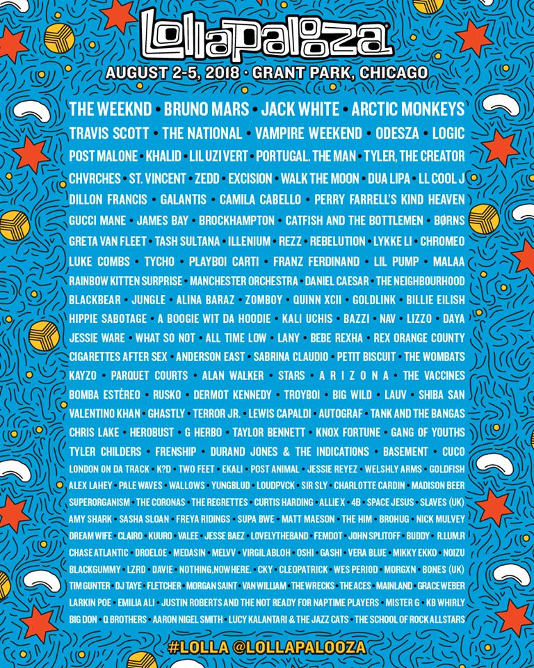 Lollapalooza 2018 lineup. Photo provided.