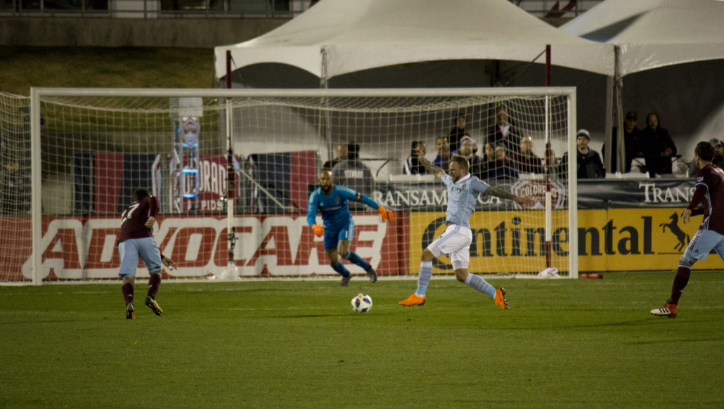 Sporting Kansas City displays impressive footwork against the Colorado Rapids. Photo by: Matthew McGuire on 03/24/18 at Dick's Sporting Goods Park